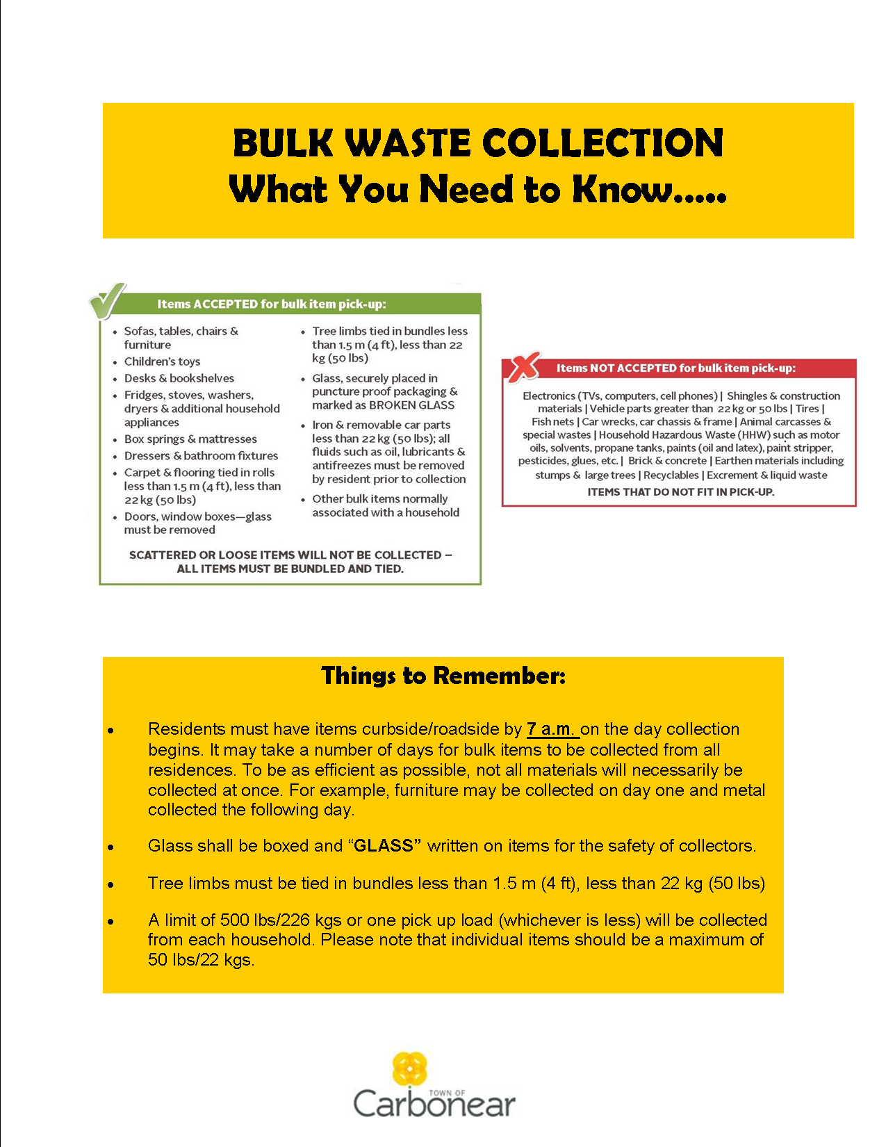 BULK WASTE COLLECTION Town of Carbonear